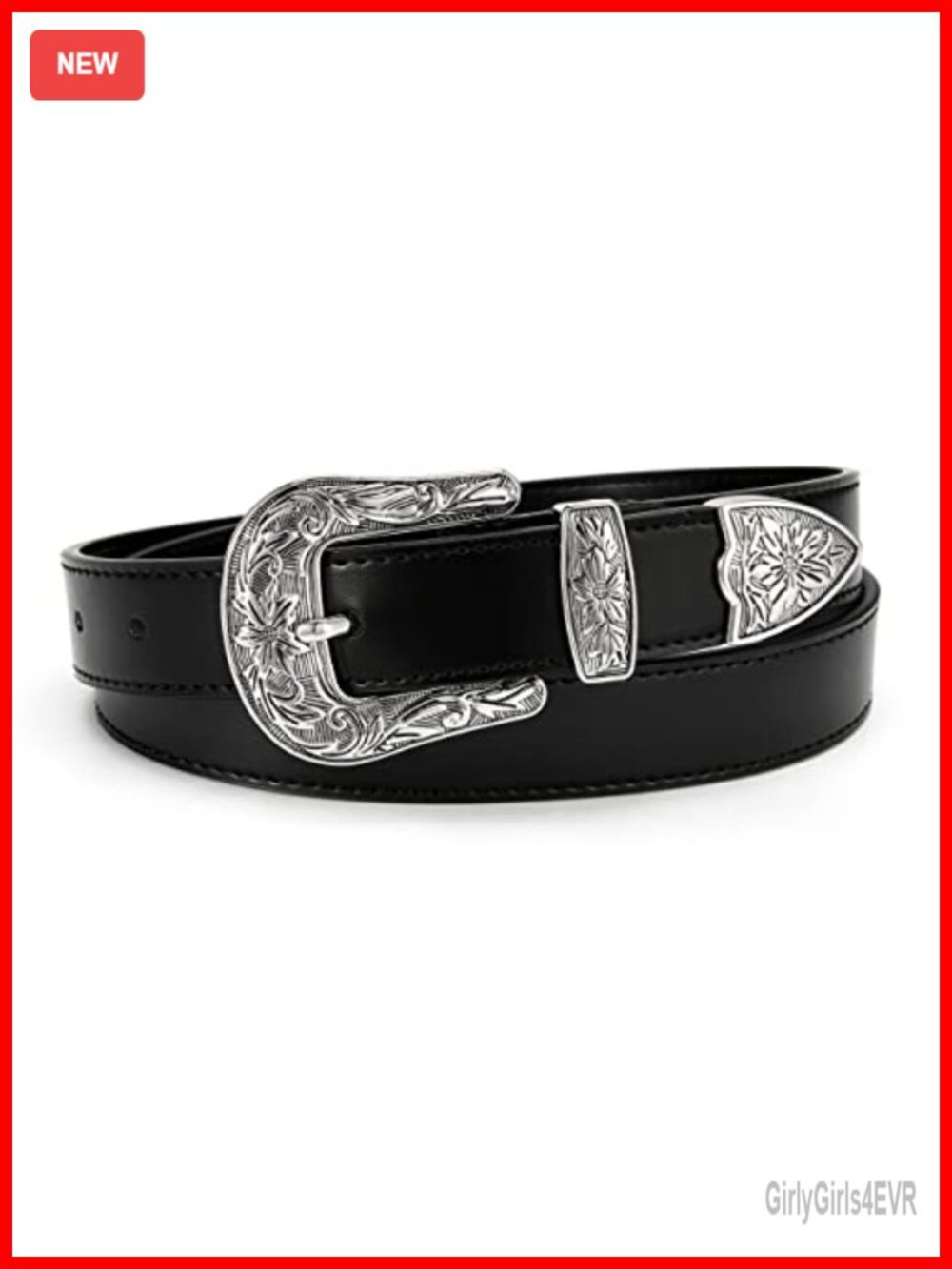 Women's Western Leather Belt with Buckle - Adjustable Fit & Durable Design